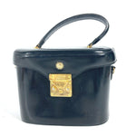 Versace Black Gold Leather Handbag Vanity Bag (Pre-Owned)