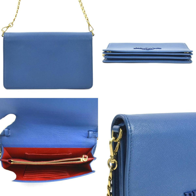 Prada Blue Leather Shoulder Bag (Pre-Owned)