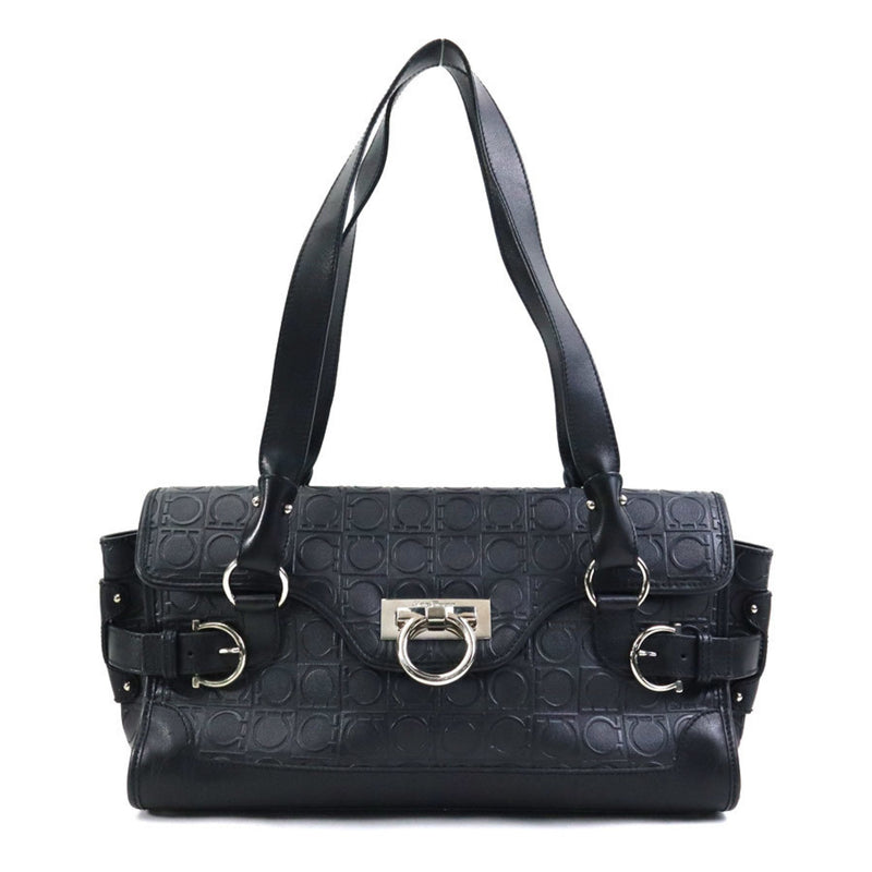 Salvatore Ferragamo Black Leather Shoulder Bag (Pre-Owned)