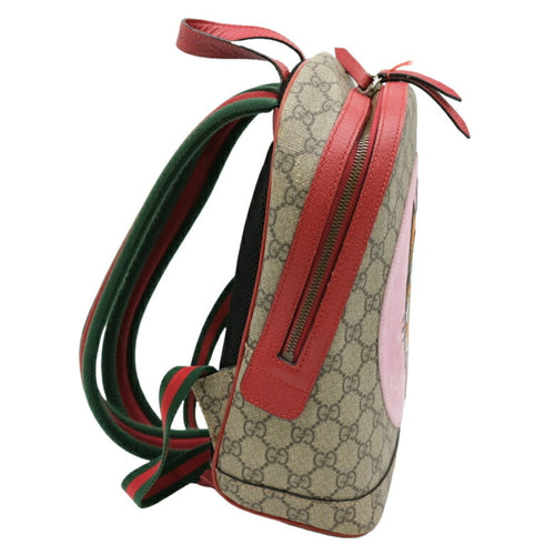 Gucci Beige Pink Red Color Gg Supreme Leather Backpack (Pre-Owned)