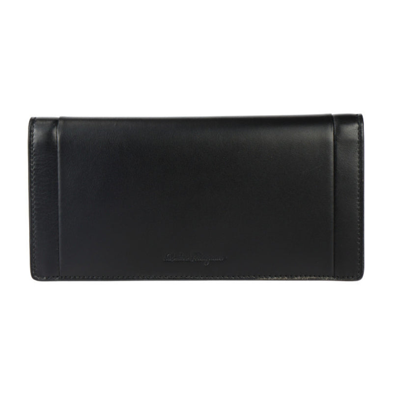 Salvatore Ferragamo Black Leather Long Wallet (Bi-Fold) (Pre-Owned)