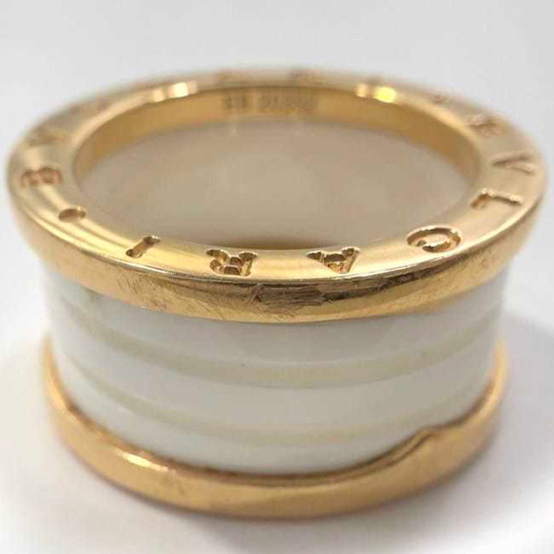 Bvlgari White Yellow Gold Ceramic Gold (18K) Band Ring (Pre-Owned)