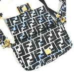 Fendi Black Blue Nylon Baguette Bag Pochette Shoulder Bag (Pre-Owned)