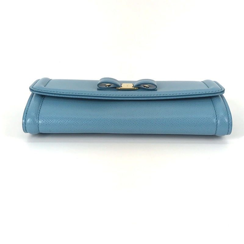 Salvatore Ferragamo Blue Leather Long Wallet (Bi-Fold) (Pre-Owned)