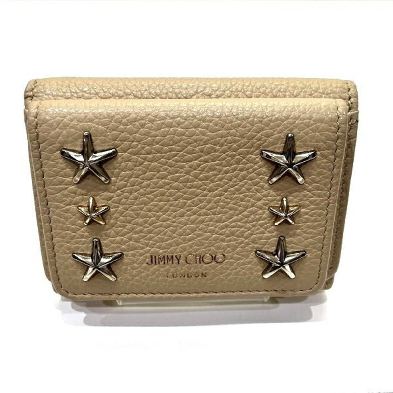 Jimmy Choo Beige Leather Wallet (Tri-Fold) (Pre-Owned)