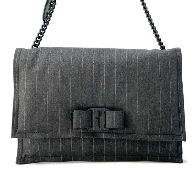 Salvatore Ferragamo Dark Gray Canvas Shoulder Bag (Pre-Owned)