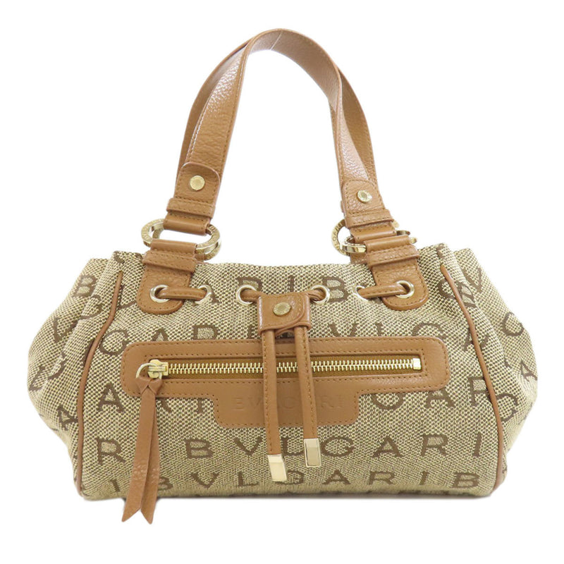 Bvlgari Logomania Brown Canvas Handbag (Pre-Owned)