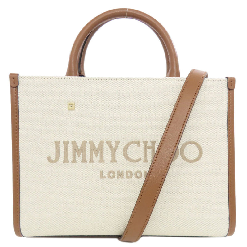 Jimmy Choo Brown White Canvas Handbag (Pre-Owned)