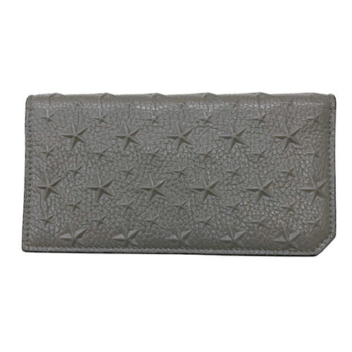 Jimmy Choo Gray Leather Long Wallet (Bi-Fold) (Pre-Owned)