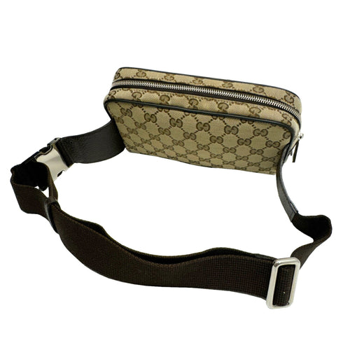 Gucci Beige Brown Canvas Leather Fanny Pack (Pre-Owned)