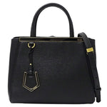 Fendi 2Jours Black Leather Handbag Shoulder Bag (Pre-Owned)