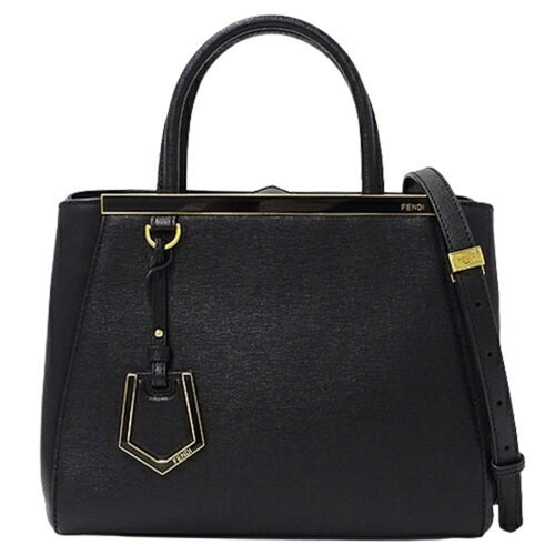 Fendi 2Jours Black Leather Handbag Shoulder Bag (Pre-Owned)