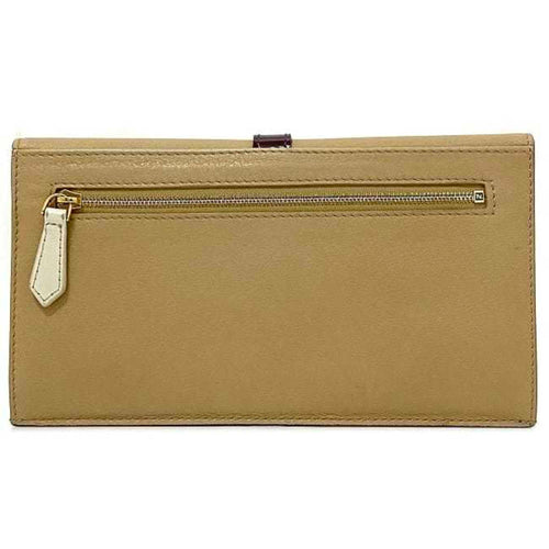 Fendi Beige White Patent Leather Long Wallet (Bi-Fold) (Pre-Owned)