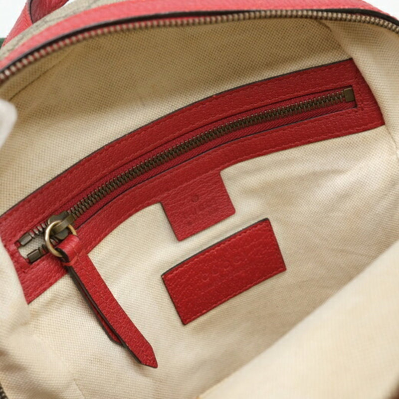 Gucci Beige Pink Red Color Gg Supreme Leather Backpack (Pre-Owned)