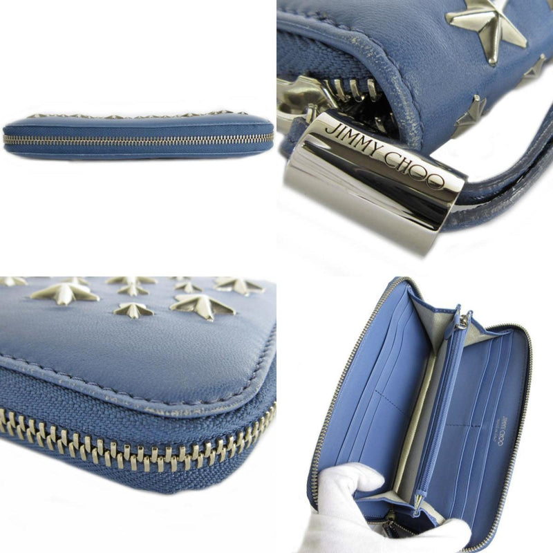 Jimmy Choo Blue Leather Long Wallet (Bi-Fold) (Pre-Owned)