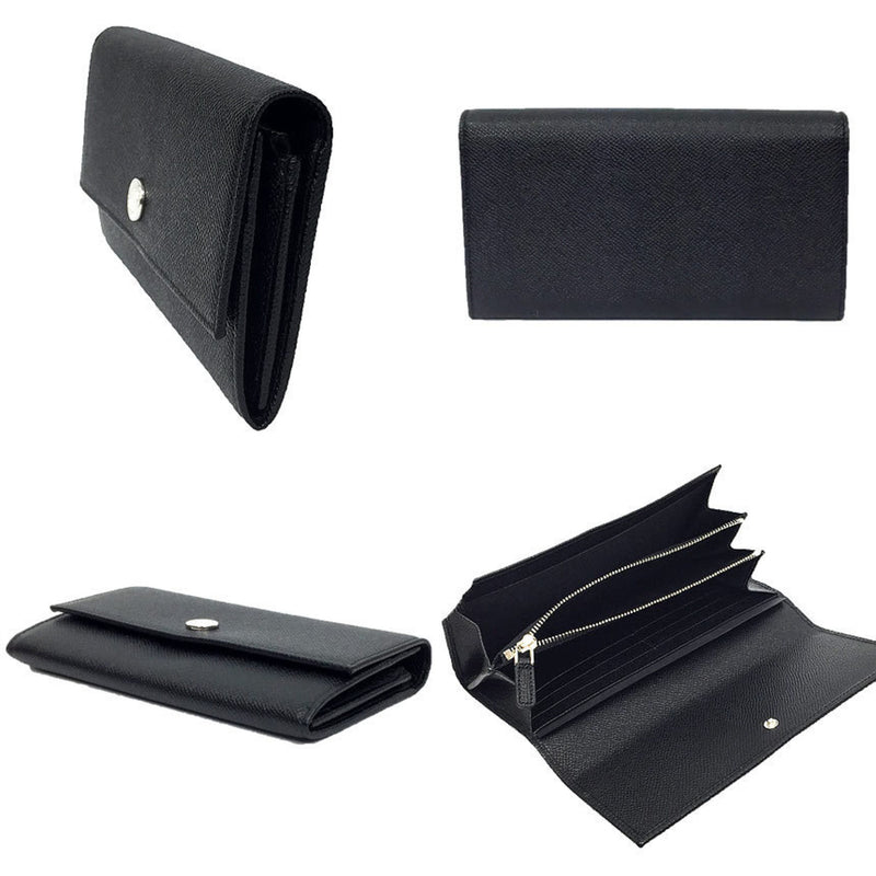 Bvlgari Black Leather Long Wallet (Bi-Fold) (Pre-Owned)