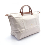 Longchamp Beige Brown Nylon Leather Tote Bag