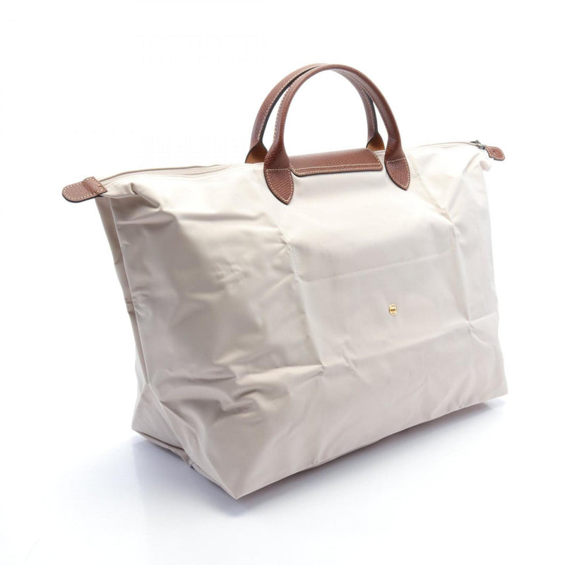 Longchamp Beige Brown Nylon Leather Tote Bag