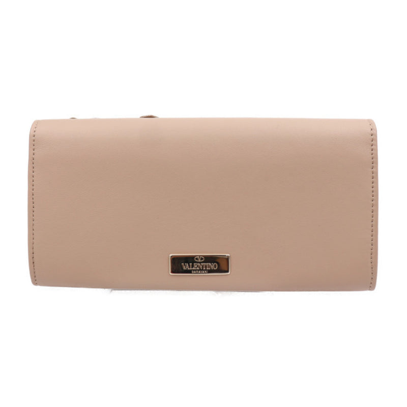 Valentino Garavani Beige Leather Wallet (Tri-Fold) (Pre-Owned)