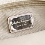 Salvatore Ferragamo Beige Pink Canvas Handbag (Pre-Owned)