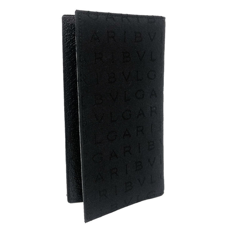 Bvlgari Logomania Black Canvas Leather Bill Wallet (Bi-Fold) (Pre-Owned)