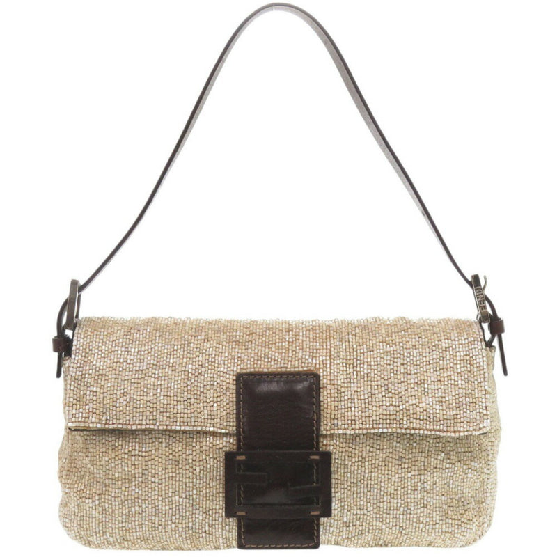 Fendi Beige Beads Leather Handbag (Pre-Owned)