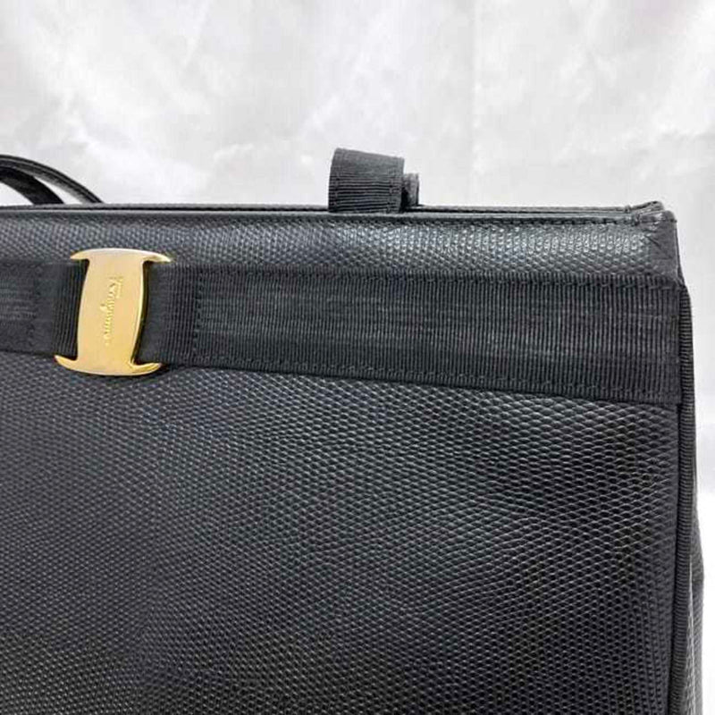 Salvatore Ferragamo Black Leather Tote Bag (Pre-Owned)