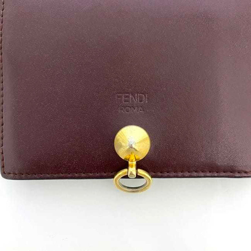 Fendi Beige Bordeaux Leather Wallet (Bi-Fold) (Pre-Owned)