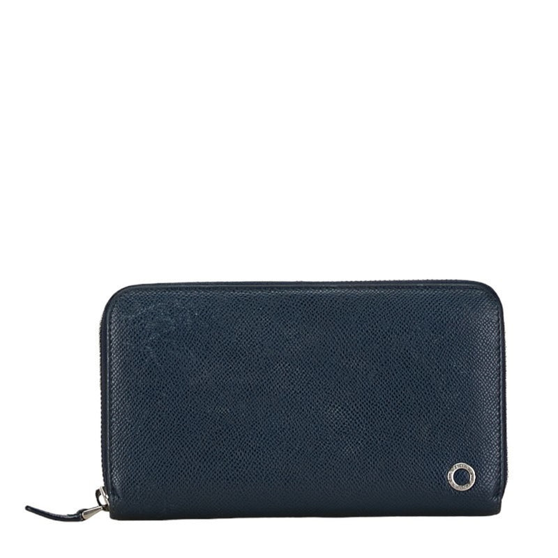 Bvlgari Bvlgari Bvlgari Navy Leather Long Wallet (Bi-Fold) (Pre-Owned)