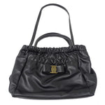 Salvatore Ferragamo Black Leather Handbag Shoulder Bag (Pre-Owned)