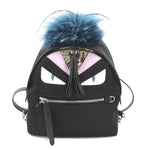 Fendi Black Blue Nylon Fur Backpack (Pre-Owned)