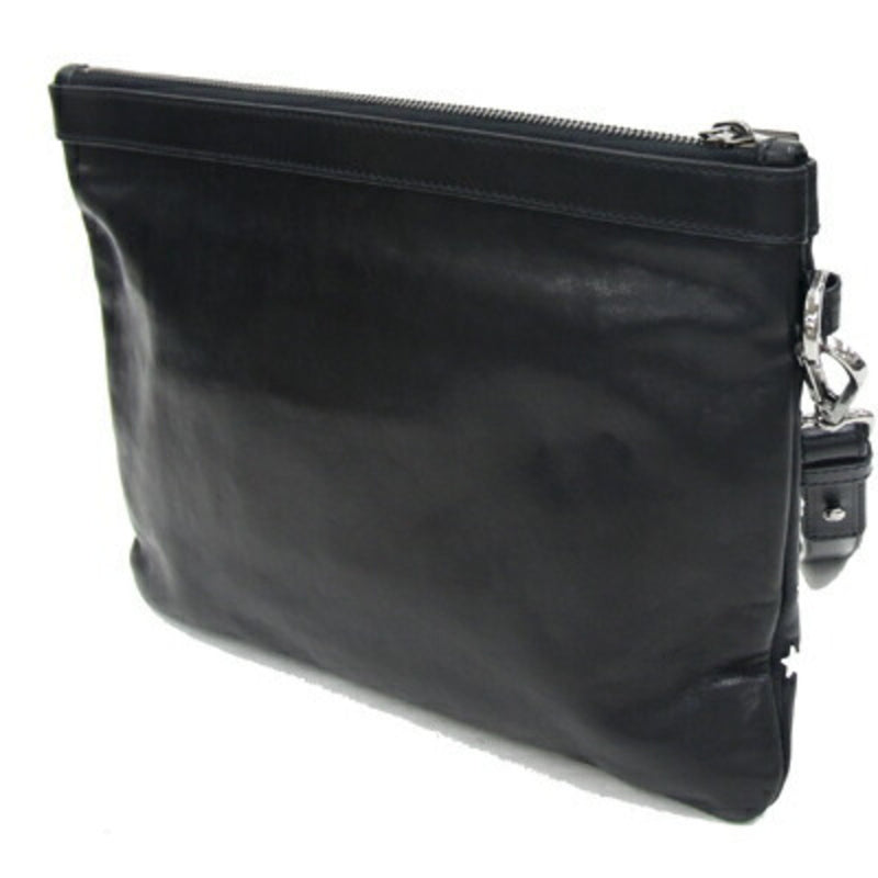 Jimmy Choo Black White Leather Clutch Bag Pouch (Pre-Owned)