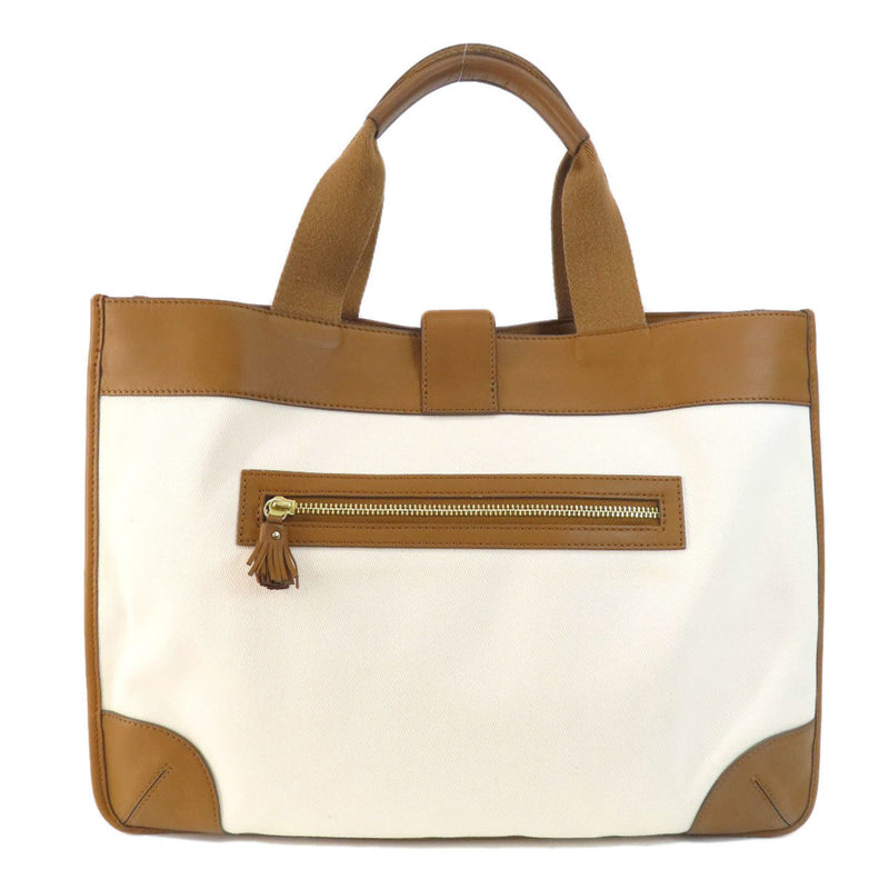 Anya Hindmarch Brown White Canvas Tote Bag (Pre-Owned)