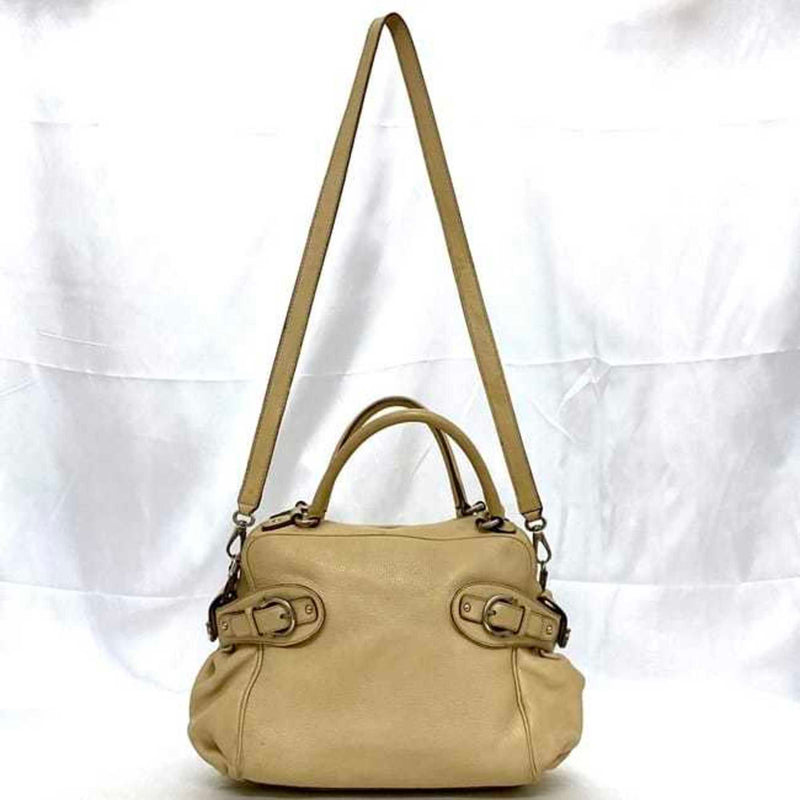 Salvatore Ferragamo Beige Leather Shoulder Bag Tote Bag (Pre-Owned)