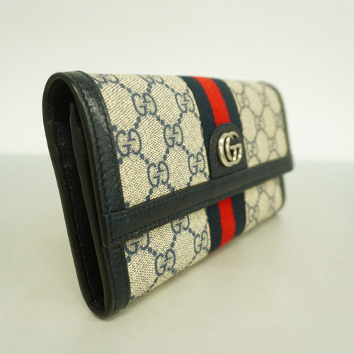 Gucci Navy Pvc Leather Long Wallet (Bi-Fold) (Pre-Owned)