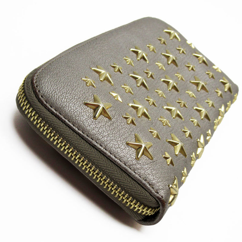 Jimmy Choo Metallic Beige Leather Coin Purse/Coin Case (Pre-Owned)