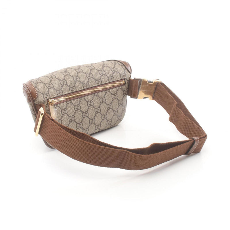 Gucci Beige Brown Coated Canvas Leather Fanny Pack (Pre-Owned)