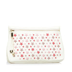 Jimmy Choo Red Color White Leather Clutch Bag (Pre-Owned)