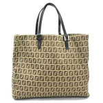 Fendi Beige Brown Canvas Leather Handbag (Pre-Owned)