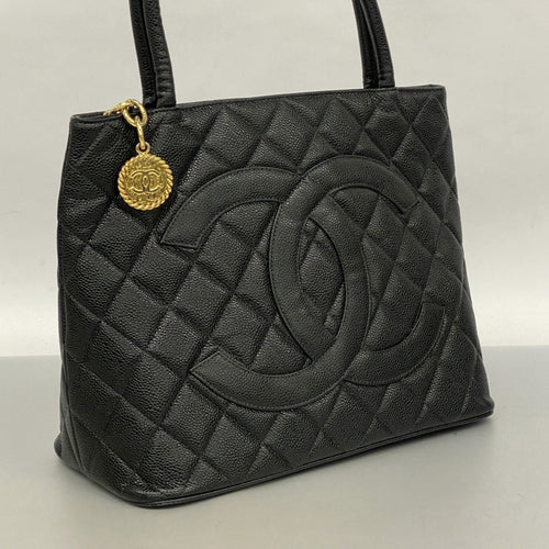 Chanel Black Caviar Leather Tote Bag (Pre-Owned)