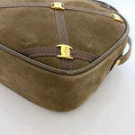 Salvatore Ferragamo Beige Brown Suede Leather Shoulder Bag (Pre-Owned)