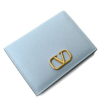 Valentino Garavani Light Blue Gray Leather Wallet (Bi-Fold) (Pre-Owned)