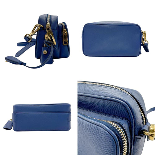 Prada Blue Leather Shoulder Bag (Pre-Owned)