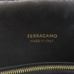 Salvatore Ferragamo Black Brown Raffia Leather Tote Bag (Pre-Owned)