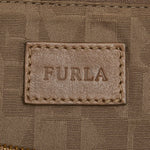 Furla Beige Brown Canvas Leather Handbag Shoulder Bag (Pre-Owned)