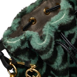 Fendi Black Green Fur Leather Shoulder Bag (Pre-Owned)