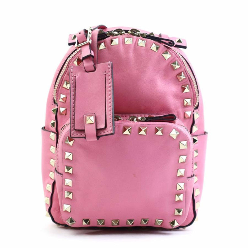 Valentino Garavani Gold Pink Metal Leather Backpack (Pre-Owned)