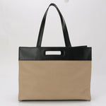 Fendi Beige Black Leather Canvas Shoulder Bag (Pre-Owned)