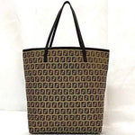 Fendi Beige Brown Canvas Leather Tote Bag (Pre-Owned)