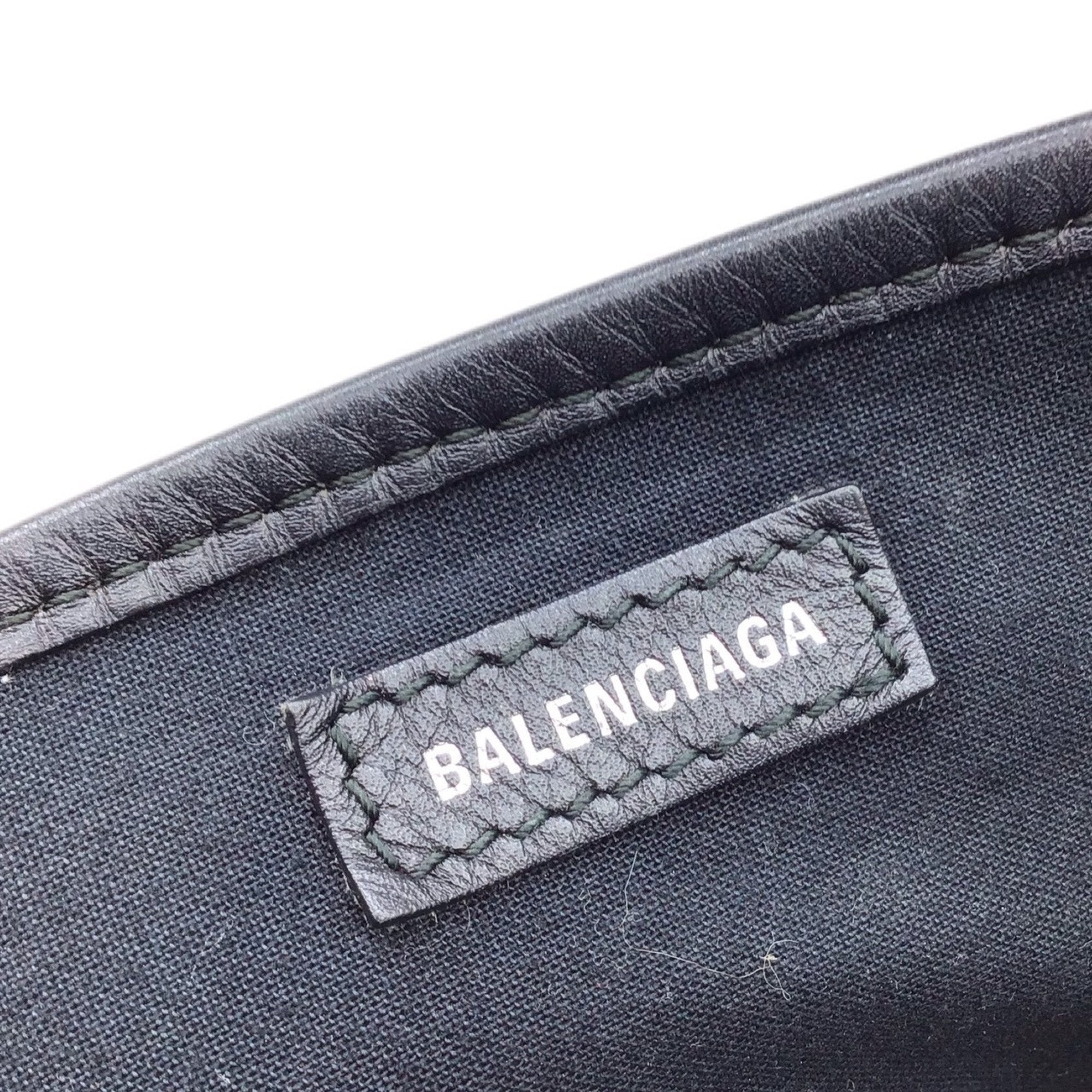 Balenciaga Beige Black Canvas Leather Handbag (Pre-Owned)